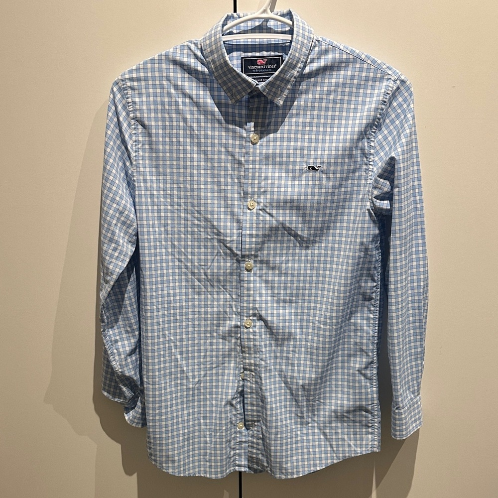 Vineyard Vines Boy's Light Blue Checkered Shirt